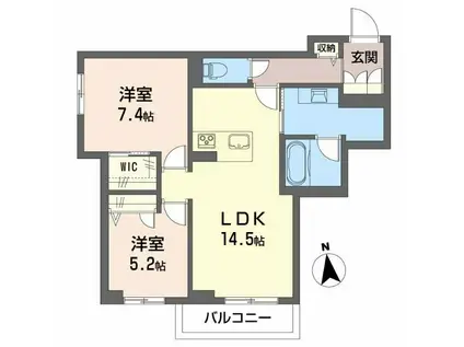 シャーメゾン アトリエール(2LDK/2階)の間取り写真