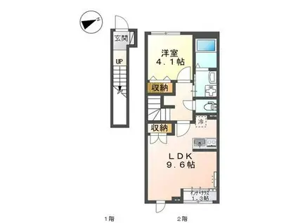アジュール東福原(1LDK/2階)の間取り写真