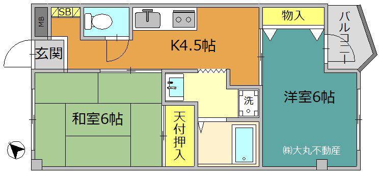 レジデンス青井(2K/3階)の間取り写真