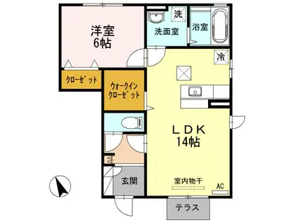 プレイス 樹の丘(1LDK/1階)の間取り写真