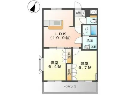 プロニティーMABI(2LDK/2階)の間取り写真