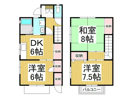 タウンハウスみつば E・F(3DK/1階)の間取り写真
