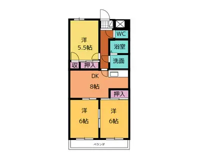 グレースコート下之宮(3DK/3階)の間取り写真