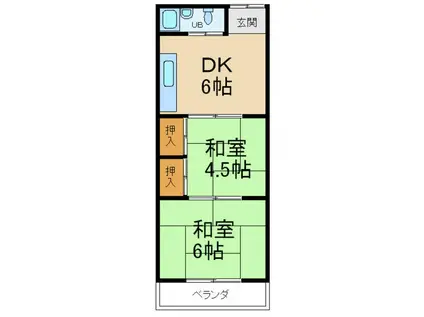 ハイツ元町(2DK/3階)の間取り写真