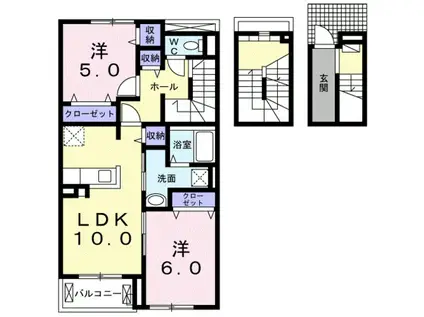 ベル・カーサ(2LDK/3階)の間取り写真