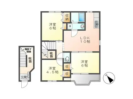 スクエア・アヴニ-ル(3LDK/2階)の間取り写真