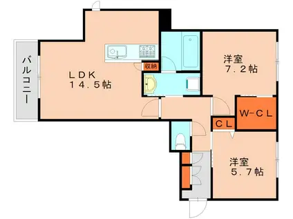 SHAMAISONパークサイド志免(2LDK/2階)の間取り写真