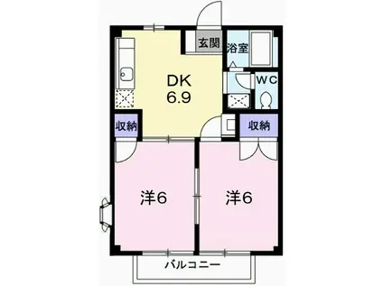 エルガーデンII(2DK/2階)の間取り写真