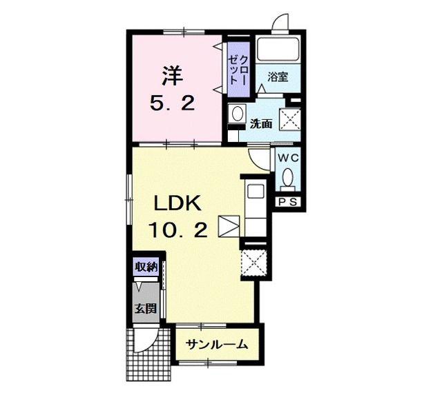 エクセル新青森A(1LDK/1階)の間取り写真