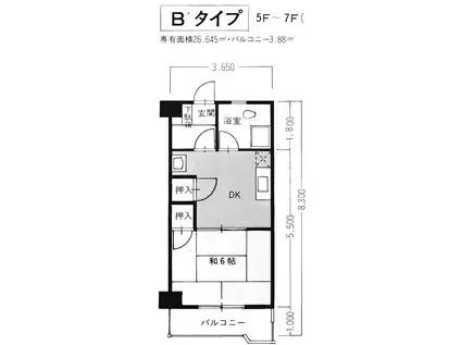 第2住吉ハイツ(1DK/7階)の間取り写真