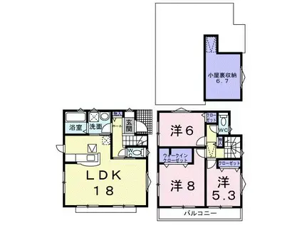 山代A号棟(3LDK/1階)の間取り写真