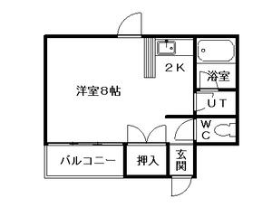 グランドール菊水(1K/4階)の間取り写真