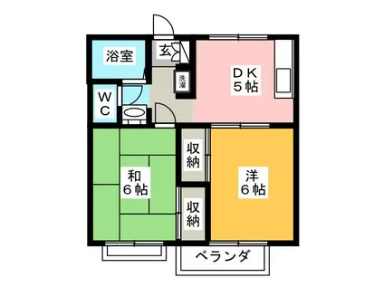 エステートピア大谷北(2DK/2階)の間取り写真