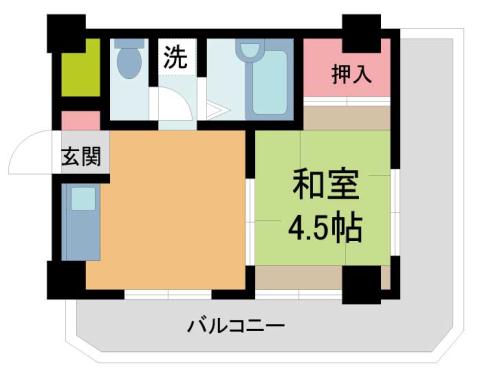 東芦屋マンション(1K/3階)の間取り写真