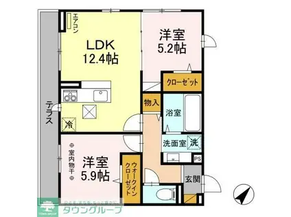 ソラーレ(2LDK/1階)の間取り写真