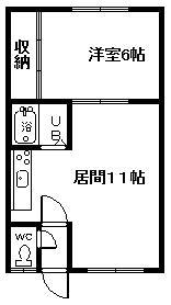 ブルーハウス(1LDK/1階)の間取り写真