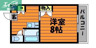 ライフコート(1K/2階)の間取り写真