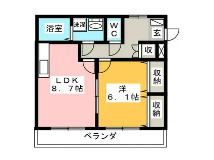 サンコーポ舟岡(1LDK/2階)の間取り写真