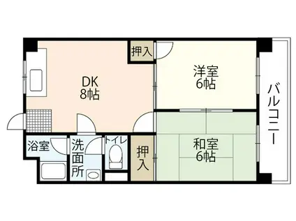 古本マンション(2LDK/4階)の間取り写真
