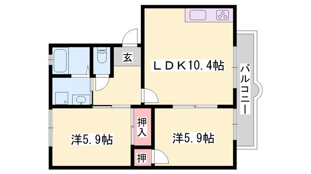 フレグランス静香(2LDK/1階)の間取り写真