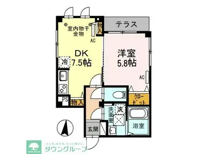 CLARITY(1DK/1階)の間取り写真