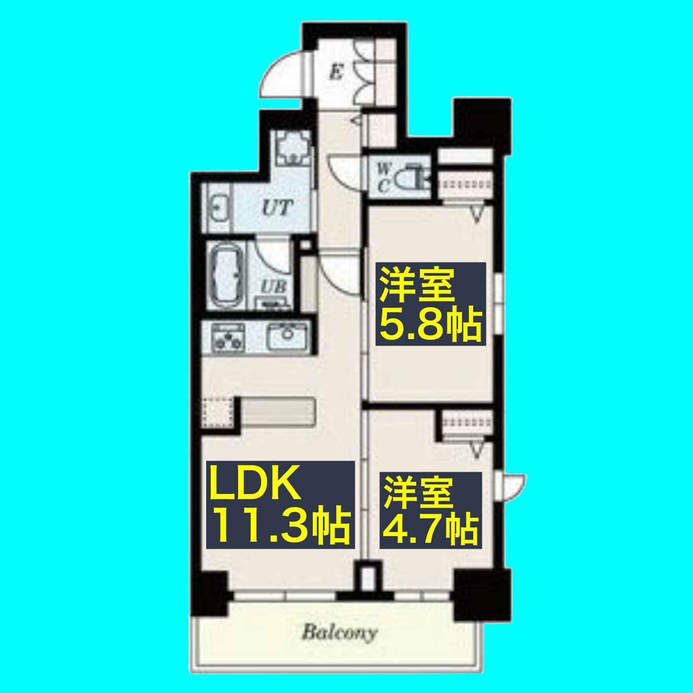 S-RESIDENCE葵II(2LDK/5階)の間取り写真