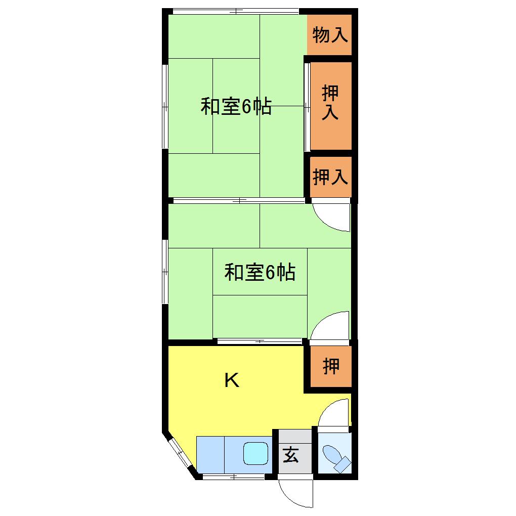 藤沢アパート(2K/2階)の間取り写真