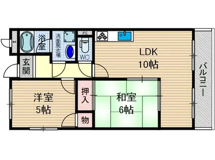 パールマンション(2LDK/6階)の間取り写真