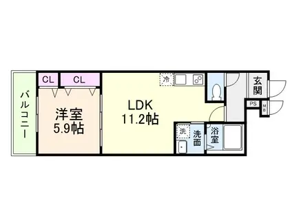 フジパレス教興寺三丁目II(1LDK/1階)の間取り写真