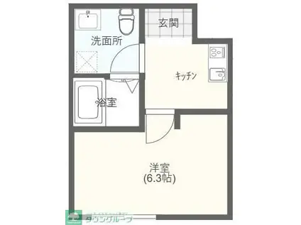 ミッドタウン原市(1K/1階)の間取り写真