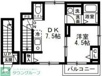 ドエル・SAWA(1DK/2階)の間取り写真