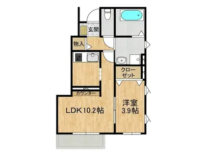 朝日レジデンス荒川本郷C(1LDK/1階)の間取り写真