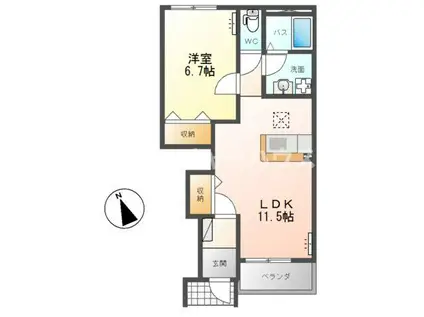 WOOD QUEEN(1LDK/1階)の間取り写真