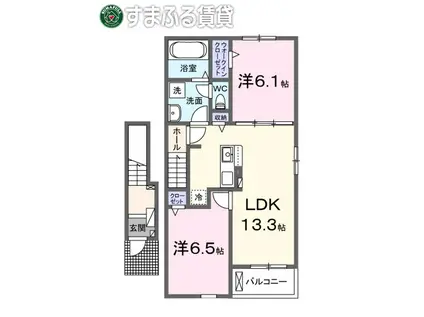 アレーズII(2LDK/2階)の間取り写真