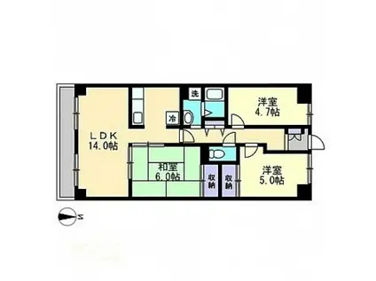 プラザ・ドゥ・オデッサ(3LDK/4階)の間取り写真