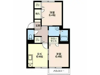 マノワール(2DK/1階)の間取り写真