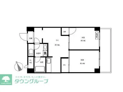 ビバーチェ武蔵野(2DK/5階)の間取り写真