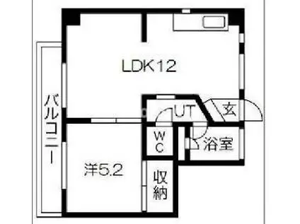 夙川カームマンション(1LDK/4階)の間取り写真