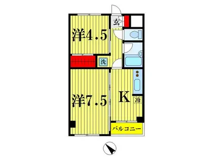 楽陽マンション(2K/2階)の間取り写真