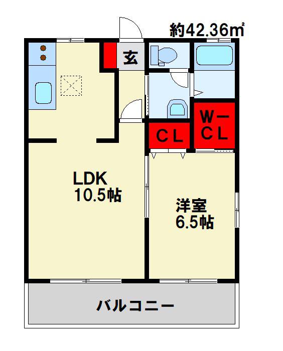 アクシア南若園(1LDK/1階)の間取り写真