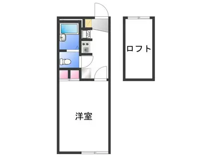 レオパレスフランボワーズ F(1K/2階)の間取り写真