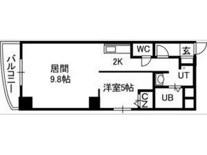プルミエール札幌(1LDK/2階)の間取り写真