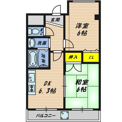 メゾンエクセレント(2DK/3階)の間取り写真
