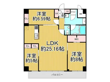 プレジオ西宮北口(3LDK/5階)の間取り写真