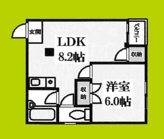 おしゃれ館新森(1LDK/2階)の間取り写真