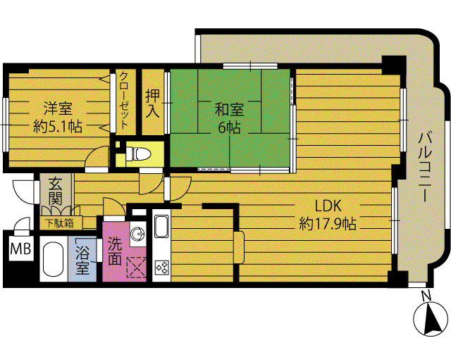 グランデール別府 806(2LDK/8階)の間取り写真