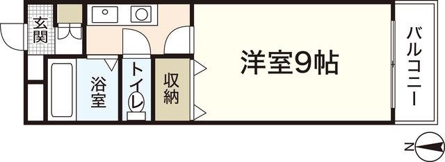 ウィンディア宮内(1K/2階)の間取り写真