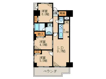 アーク金町レジデンス(3LDK/6階)の間取り写真