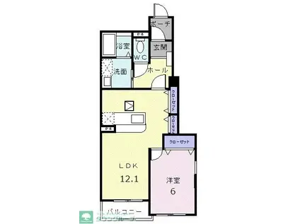 メゾン・アンソレイエ II(1LDK/1階)の間取り写真