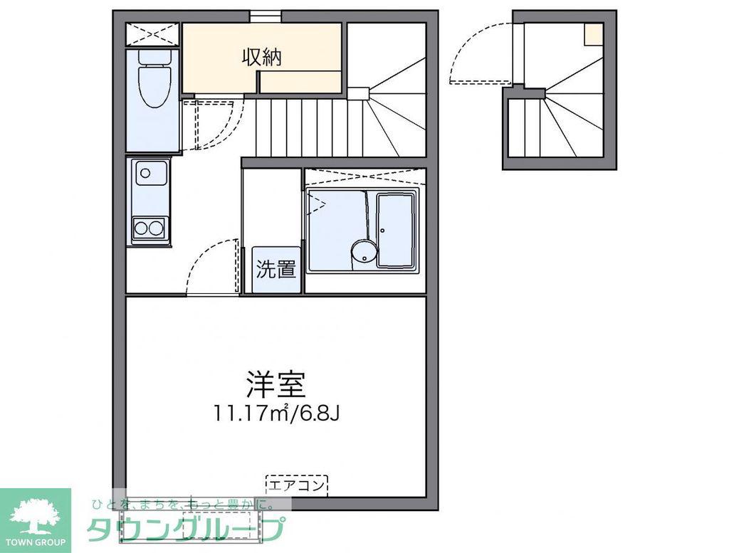 レオネクストハマーハウス(1K/2階)の間取り写真